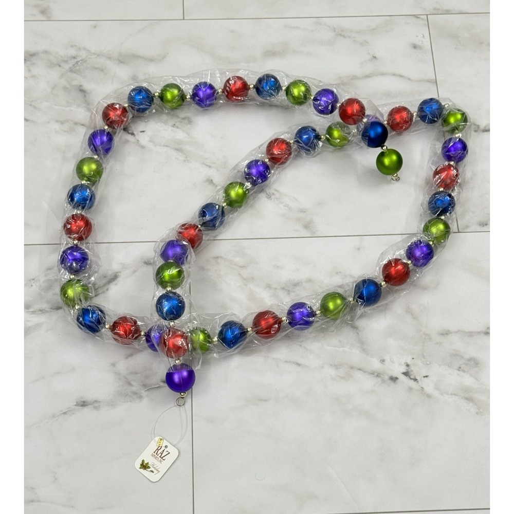 NEW RAZ Imports 6' Jewel Tone Multi Colored Ball Garland Christmas 1.0 Balls